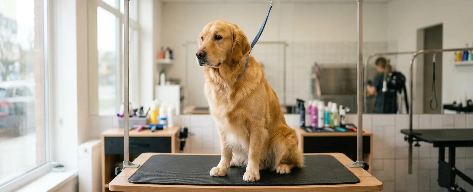 Golden Retriever after a comfortable summer trim at Fancy Pet Salon in Lynchburg VA