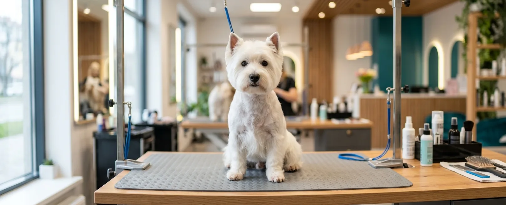 West Highland White Terrier in classic Westie cut at Fancy Pet Salon Lynchburg VA